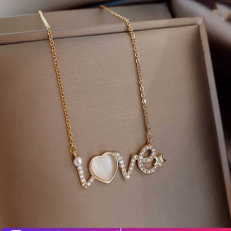 Collar con Colgante de Amor y Piedra Ojo de Gato (Estilo 2020)