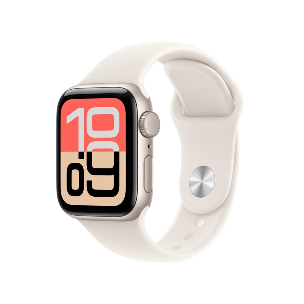 Apple Watch SE 3 GPS Caja de Aluminio Blanco Estelar de 44 mm y Correa Deportiva Blanco Estelar M/L (Smartwatch). Registro de Entrenamientos, Seguimiento del sueño, monitoreo de frecuencia Cardiaca