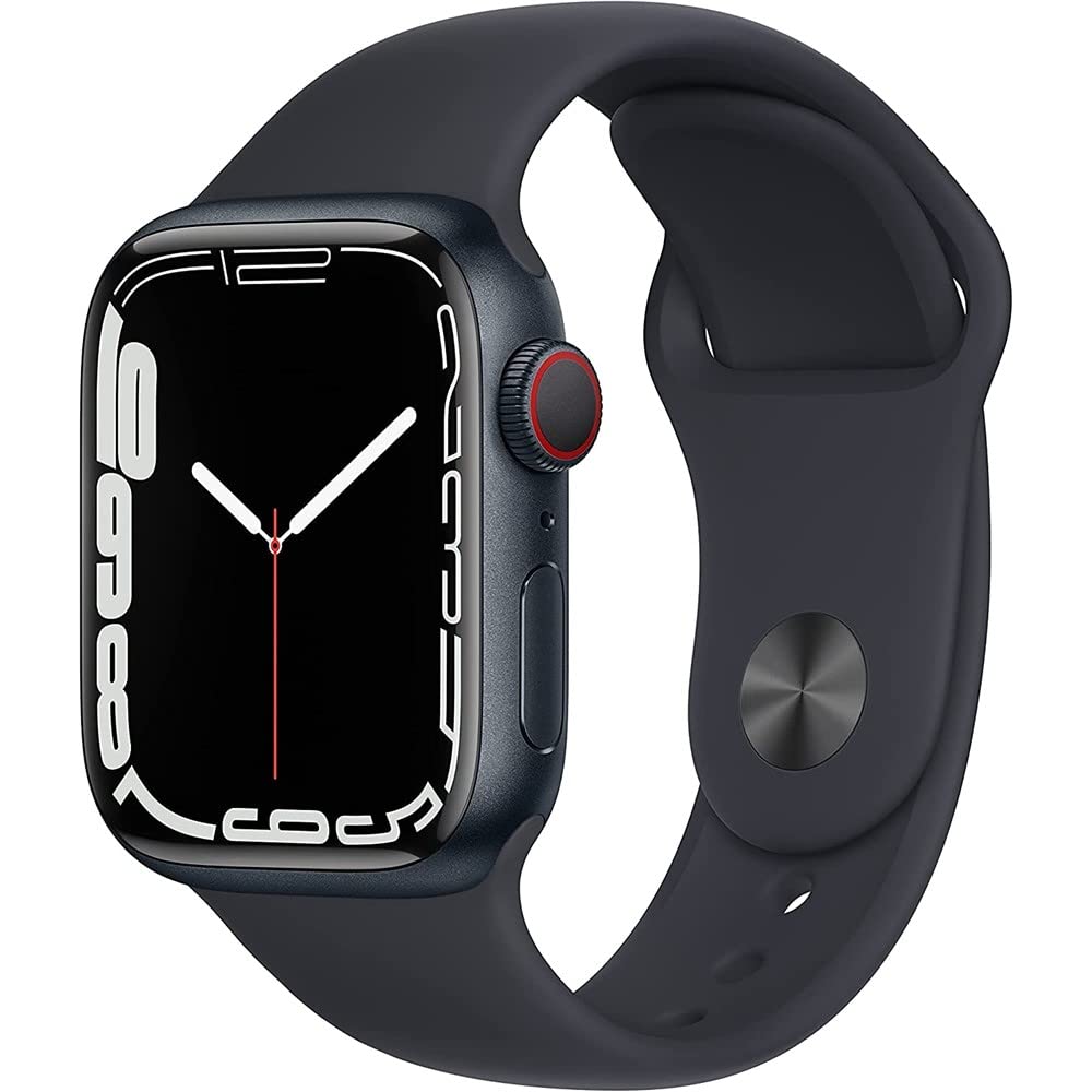 Apple Watch Series 7 (GPS, 41MM) Caja de aluminio azul con correa deportiva azul abismo, Regular (Reacondicionado)