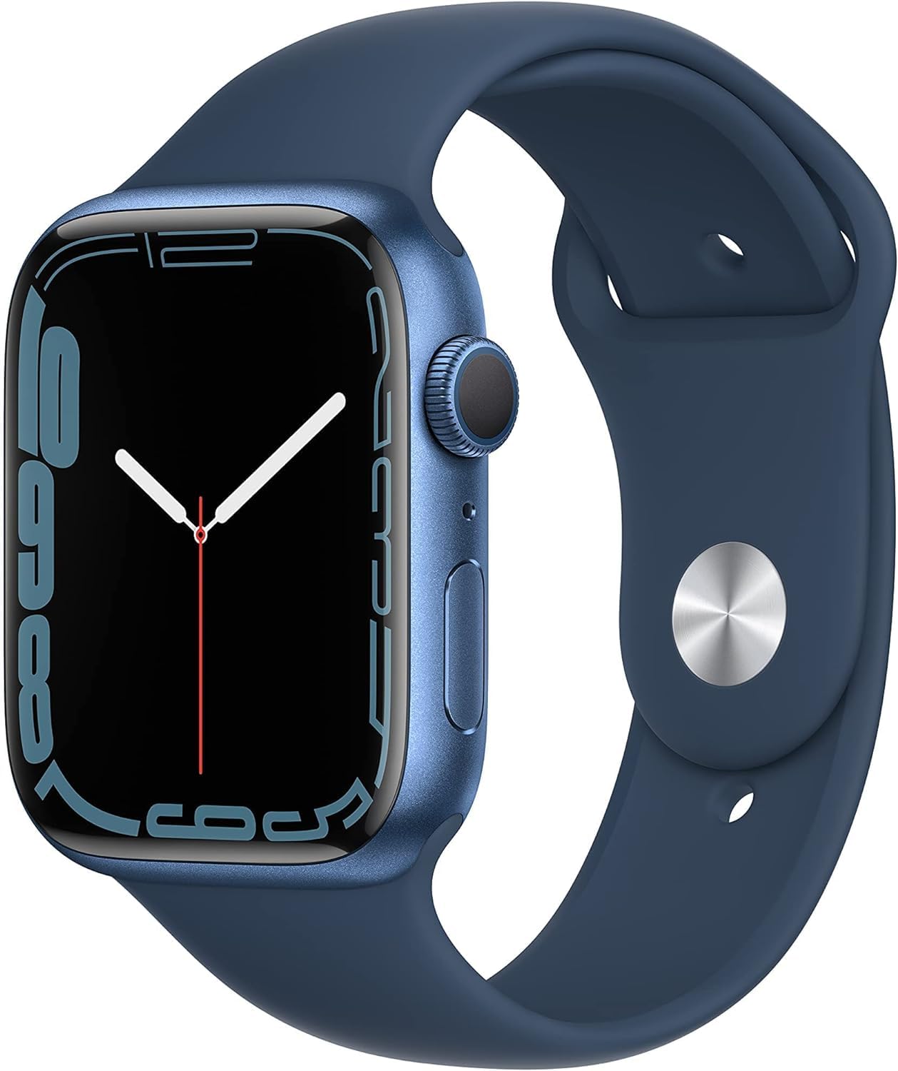 Apple Watch Series 7 (GPS, 41MM) Caja de aluminio azul con correa deportiva azul abismo, Regular (Reacondicionado)
