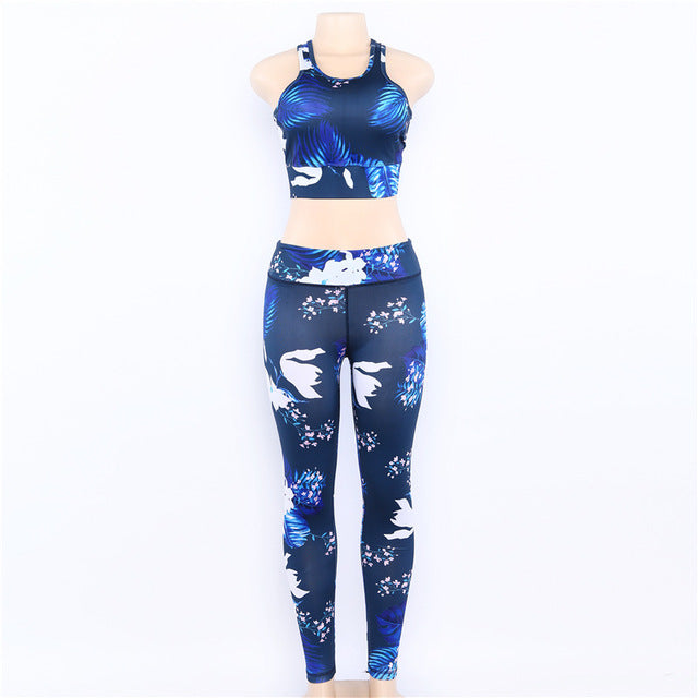 Conjunto de Yoga para Mujer con Estampado Floral - Conjunto de Sujetador y Leggings