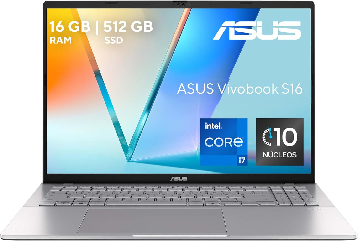 ASUS Vivobook S 16 Intel® Core™ i7/ Intel® UHD Graphics/ 16GB/ 512GB SSD/FHD 144 Hz,16:10/ Wi-Fi 6 Bluetooth® 5.3/ Teclado retroiluminado/Garantía y Servicio con la Marca en México