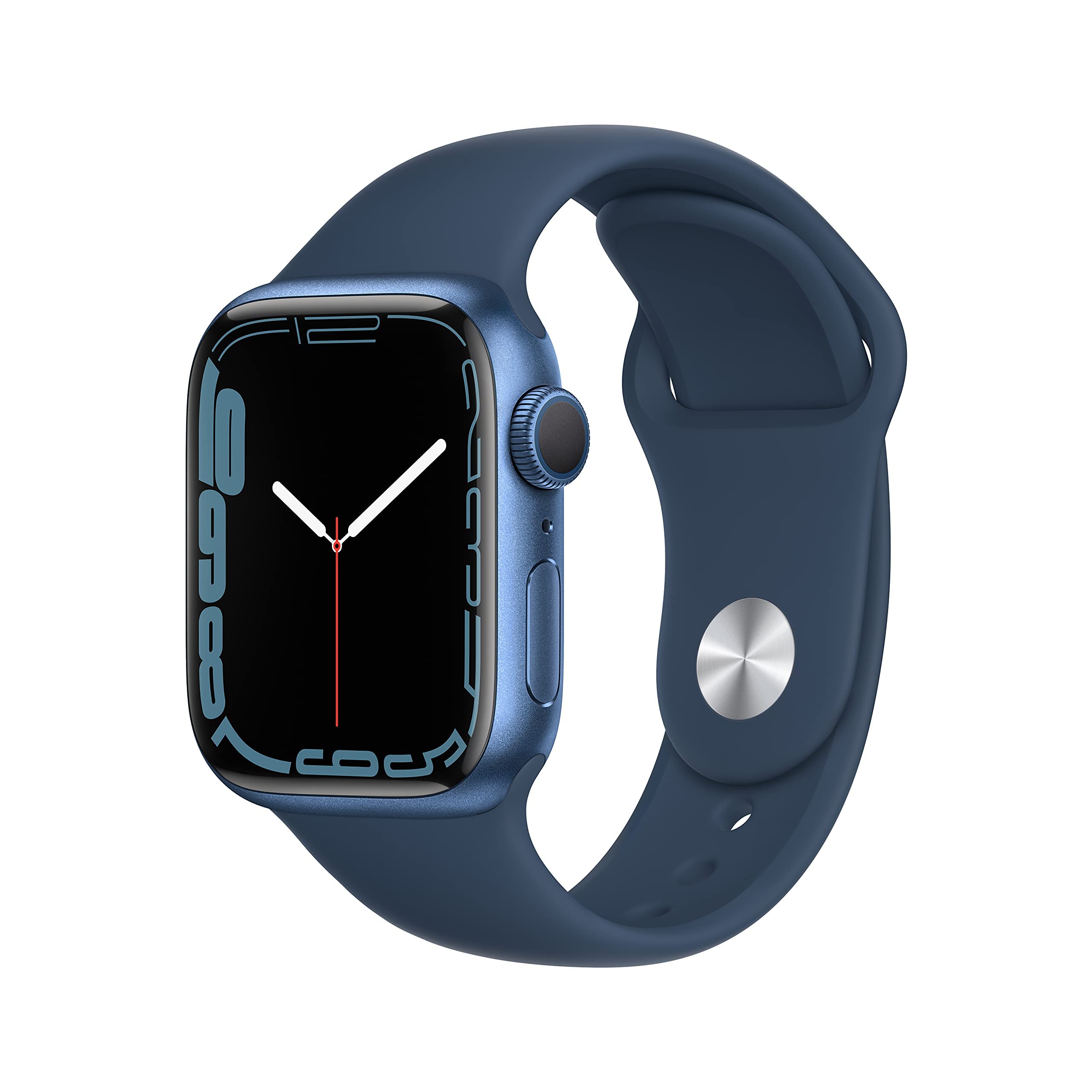 Apple Watch Series 7 (GPS, 41MM) Caja de aluminio azul con correa deportiva azul abismo, Regular (Reacondicionado)
