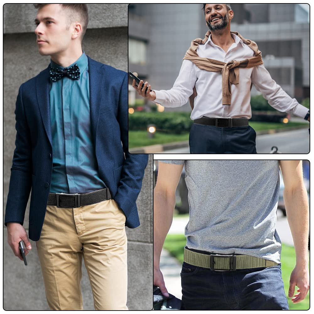 Cinturón Hombre 2PCS,Cinturones para hombre Casual,cinturones de golf,cinturón de nailon,cinturón táctico,Aspecto exquisito, duradero, hebilla automática ajustable,fácil de usar.