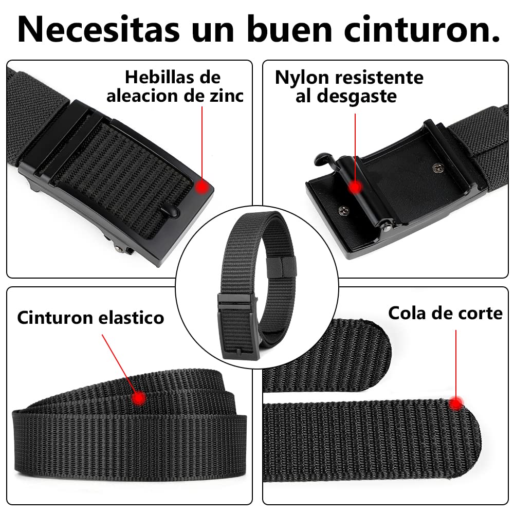Cinturón Hombre 2PCS,Cinturones para hombre Casual,cinturones de golf,cinturón de nailon,cinturón táctico,Aspecto exquisito, duradero, hebilla automática ajustable,fácil de usar.