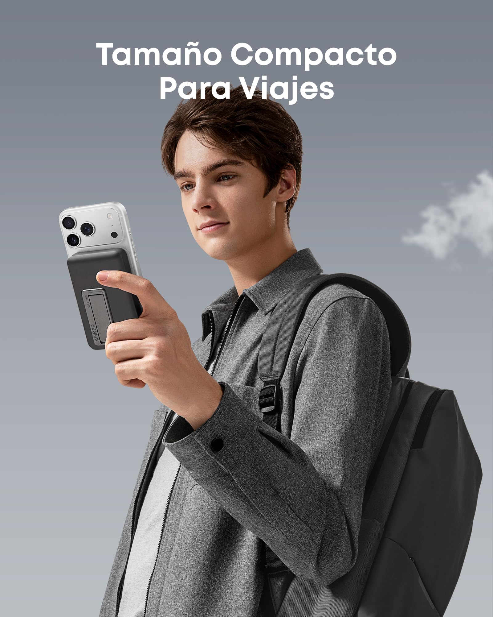 Anker Power Bank 10000mAh Inalámbrico Magnético, PD 20W Carga Rápida Plegable, Batería Externa Cargador Portátil para iPhone 17/16/15/14, Galaxy, iPad, Xiaomi