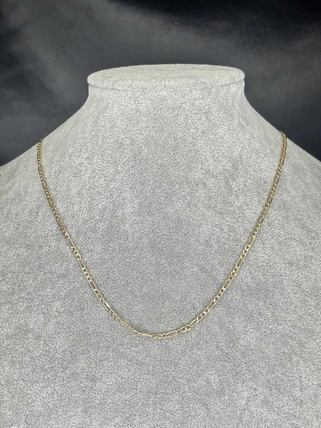 Cadena de Oro Italiano 10k Genuino – Collar Eslabón Fígaro 3+1 Clásico Unisex – Cadena Fina Sólida Pulida 2.8mm x 50cm – Joyería Italiana Elegante y Duradera – Regalo Perfecto