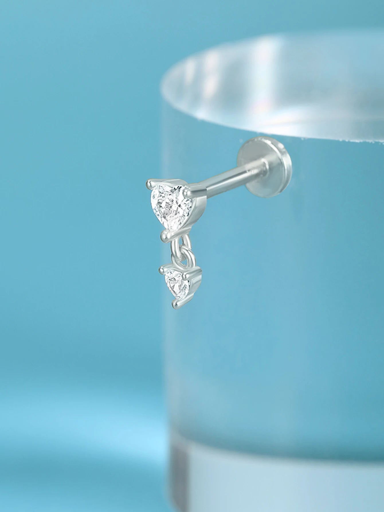 AIDE-pendiente Piercing de hélice plana con bola redonda de corazón, pendientes de plata de ley 925 con circonita geométrica, exquisitos pendientes de baratijas