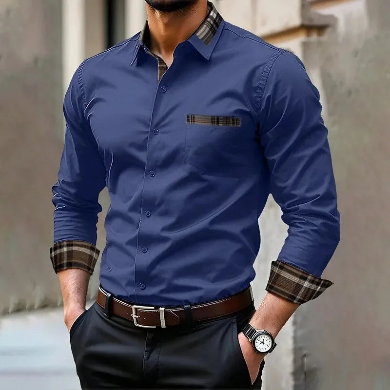 Camisa formal informal de color sólido para hombre en 14 colores, camisa de manga larga cómoda a la moda para boda y exteriores, talla grande XS-6XL