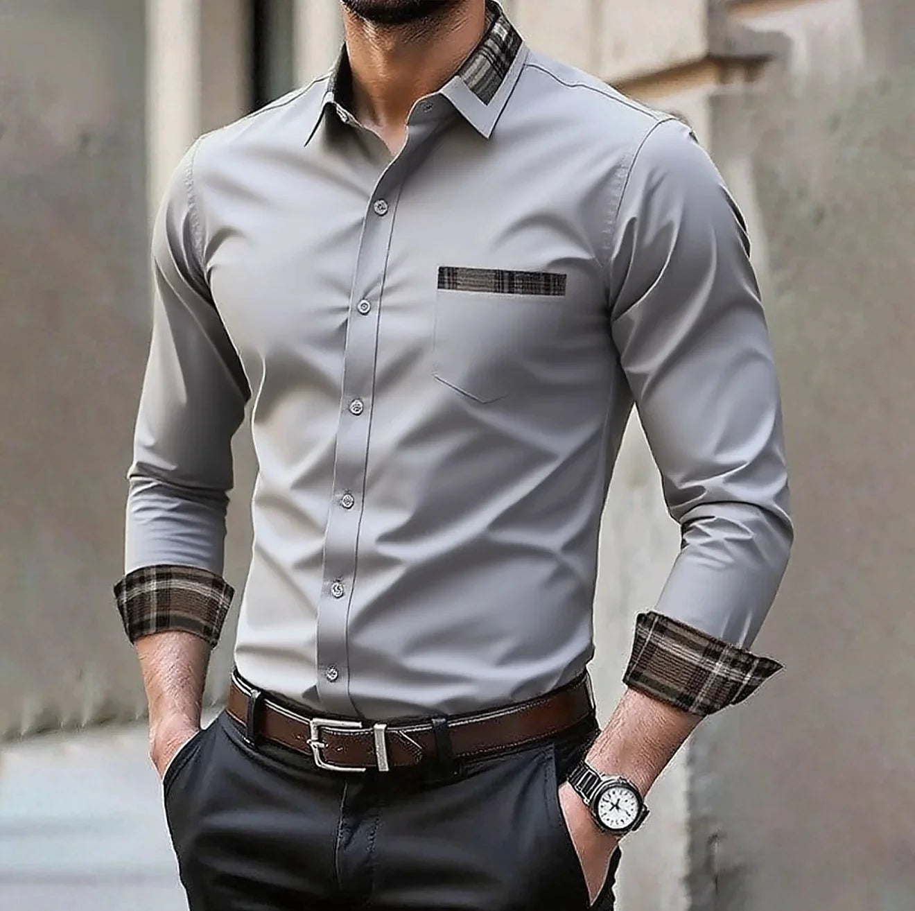Camisa formal informal de color sólido para hombre en 14 colores, camisa de manga larga cómoda a la moda para boda y exteriores, talla grande XS-6XL