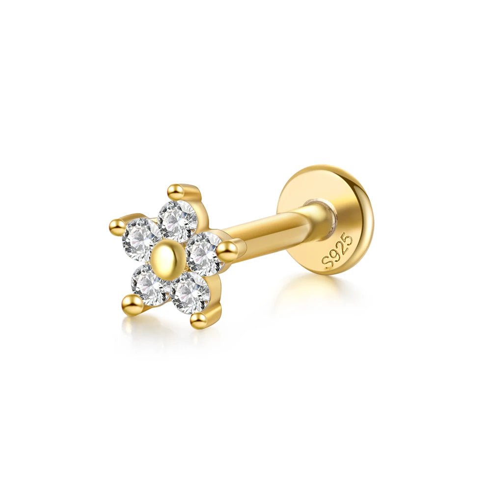 AIDE-pendiente Piercing de hélice plana con bola redonda de corazón, pendientes de plata de ley 925 con circonita geométrica, exquisitos pendientes de baratijas