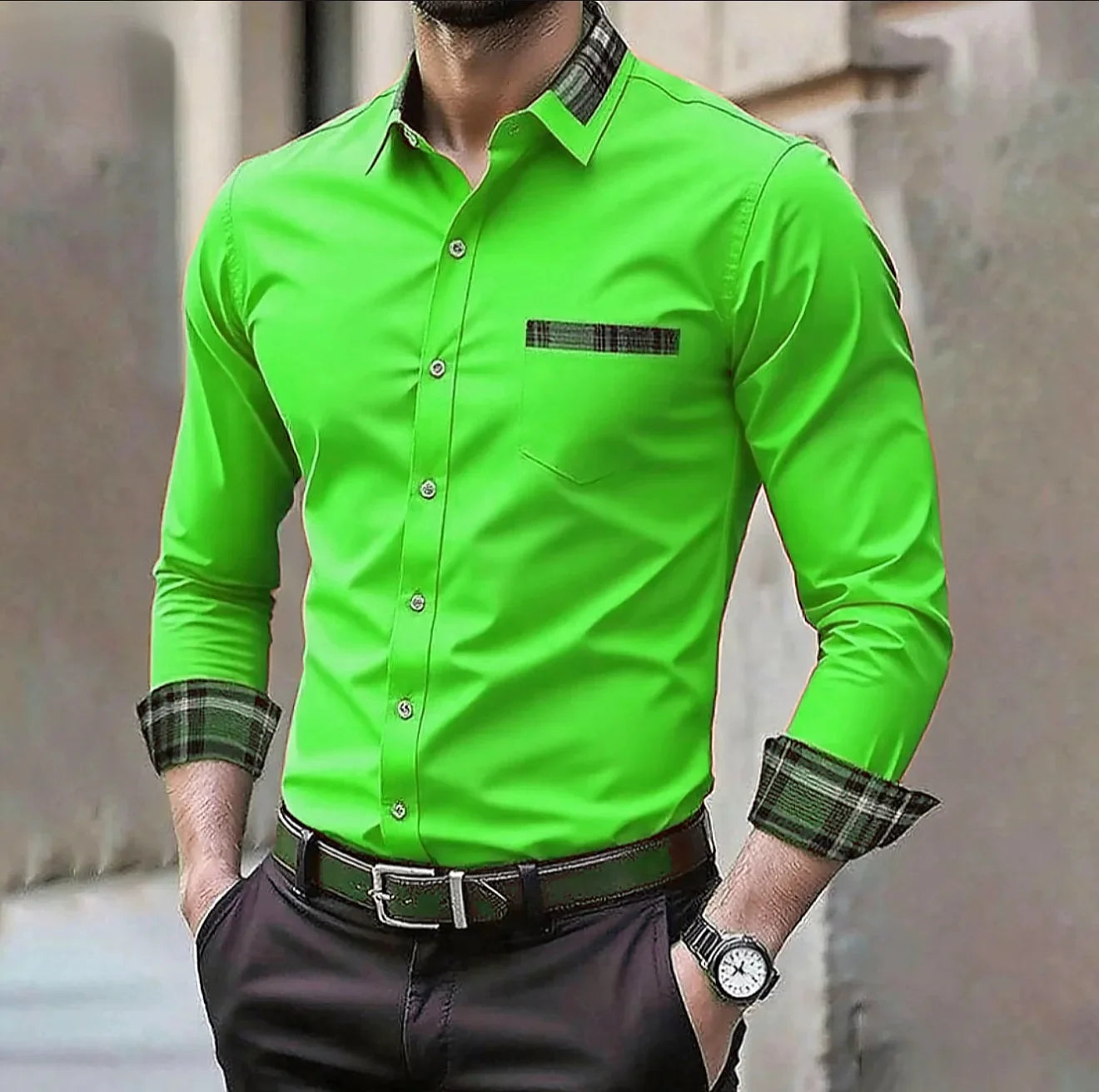 Camisa formal informal de color sólido para hombre en 14 colores, camisa de manga larga cómoda a la moda para boda y exteriores, talla grande XS-6XL