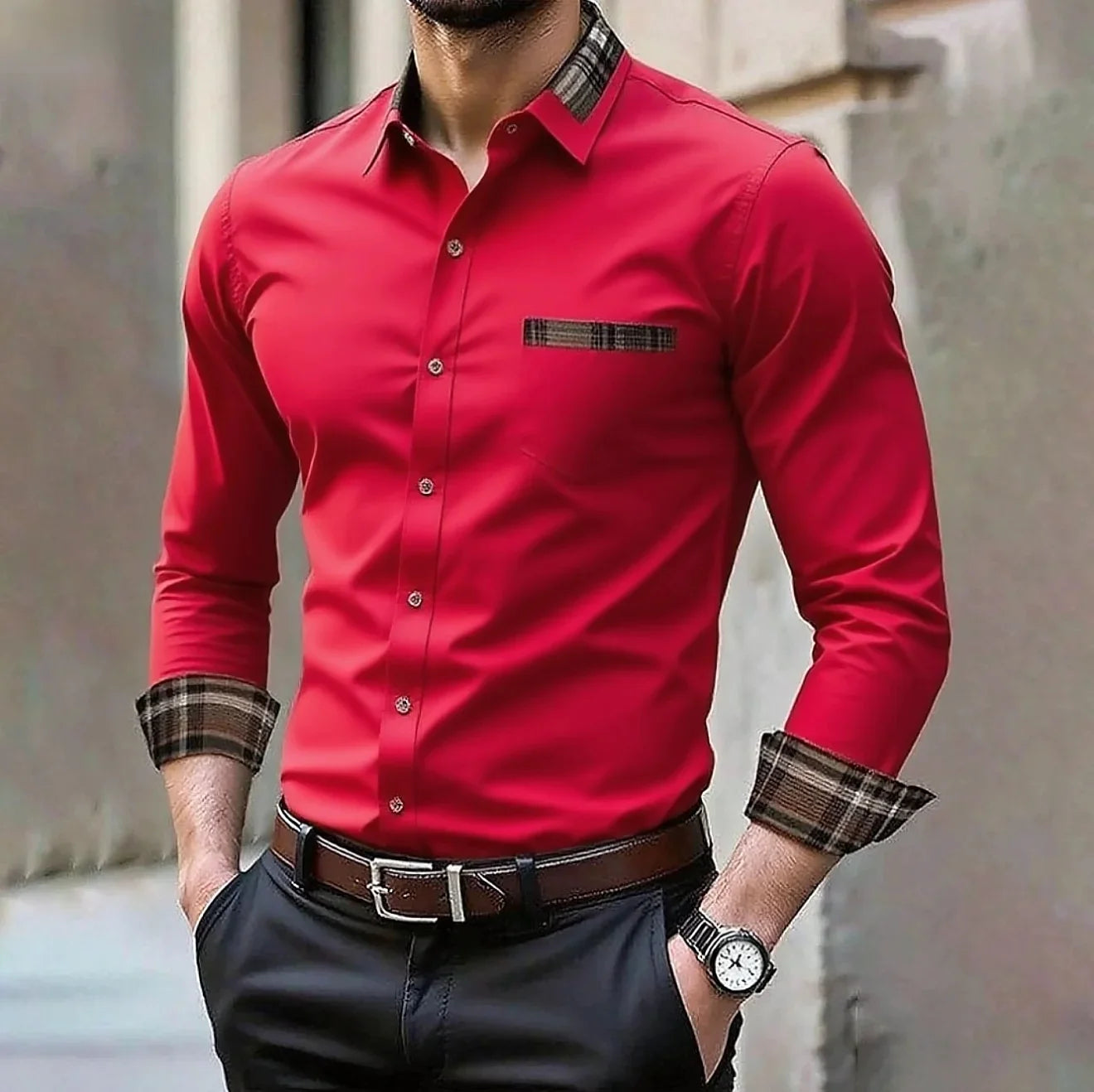 Camisa formal informal de color sólido para hombre en 14 colores, camisa de manga larga cómoda a la moda para boda y exteriores, talla grande XS-6XL