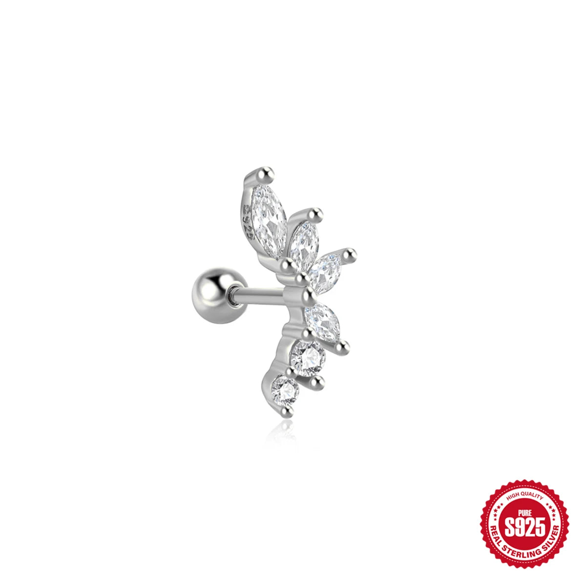 AIDE-pendiente Piercing de hélice plana con bola redonda de corazón, pendientes de plata de ley 925 con circonita geométrica, exquisitos pendientes de baratijas