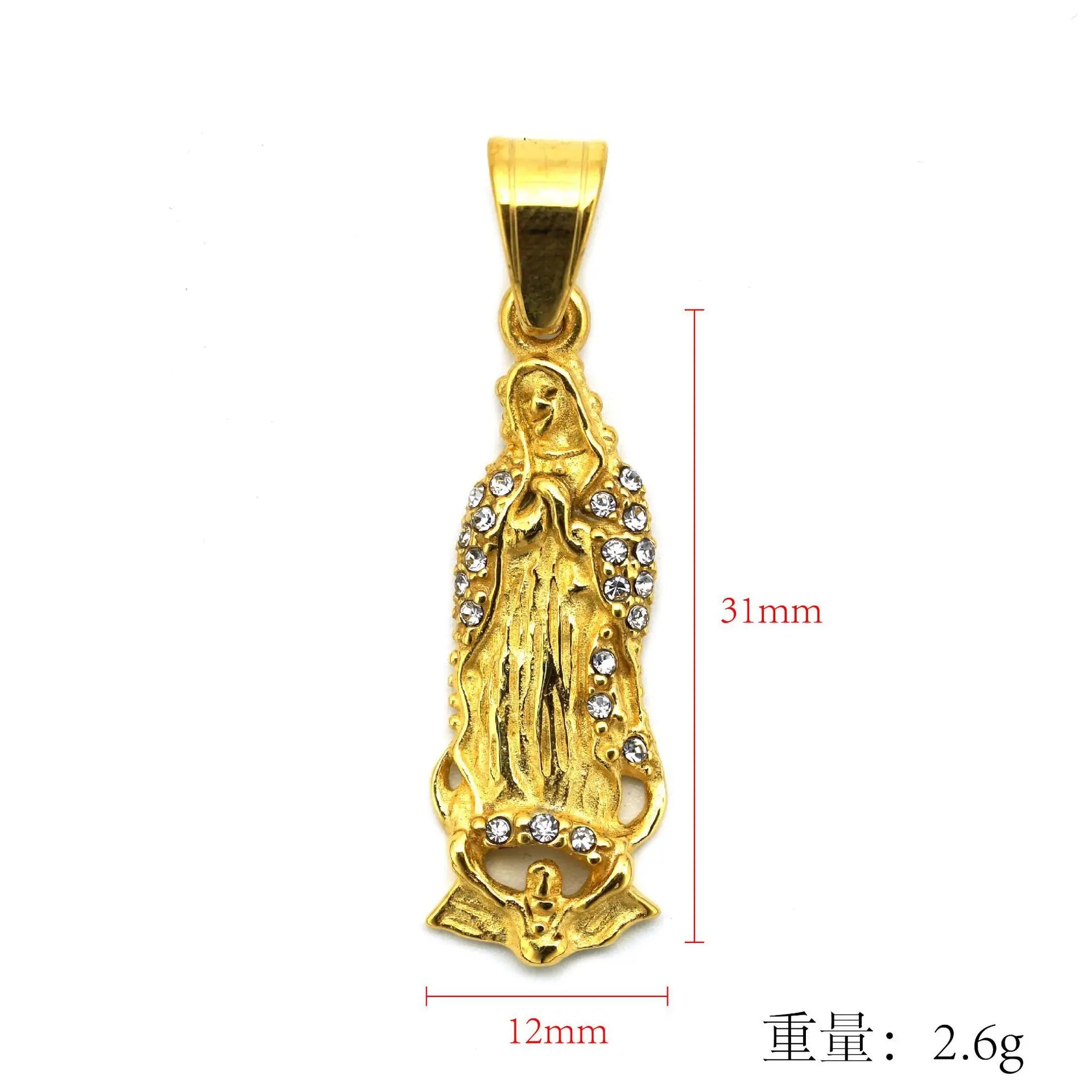 Collares católica para hombres y mujeres, colgante de acero inoxidable 316L, Color dorado, madre religiosa, Virgen María, joyería, regalos de navidad