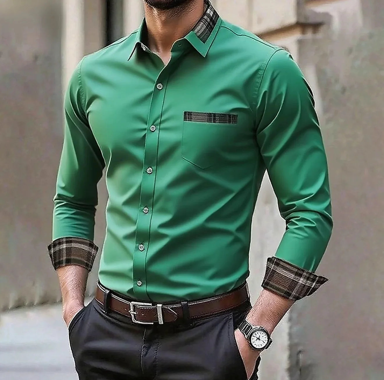 Camisa formal informal de color sólido para hombre en 14 colores, camisa de manga larga cómoda a la moda para boda y exteriores, talla grande XS-6XL