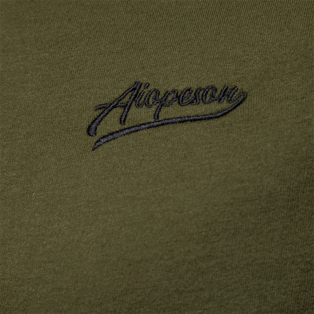 AIOPESON, camisetas para hombre, 100% de algodón de manga larga con cuello redondo, camisetas informales para hombre, nuevas camisetas de diseñador de primavera, ropa para hombre