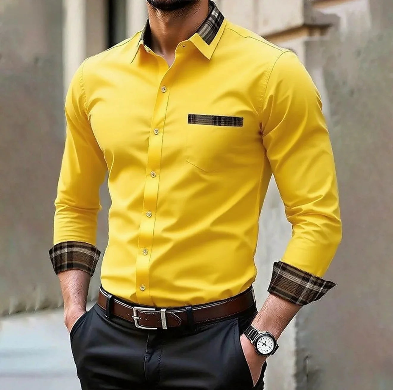 Camisa formal informal de color sólido para hombre en 14 colores, camisa de manga larga cómoda a la moda para boda y exteriores, talla grande XS-6XL