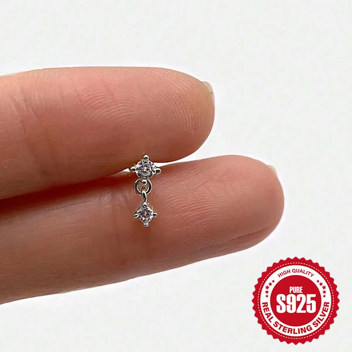 AIDE-pendiente Piercing de hélice plana con bola redonda de corazón, pendientes de plata de ley 925 con circonita geométrica, exquisitos pendientes de baratijas