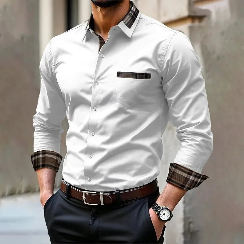 Camisa formal informal de color sólido para hombre en 14 colores, camisa de manga larga cómoda a la moda para boda y exteriores, talla grande XS-6XL