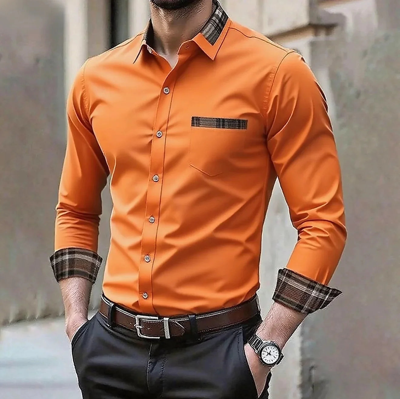 Camisa formal informal de color sólido para hombre en 14 colores, camisa de manga larga cómoda a la moda para boda y exteriores, talla grande XS-6XL