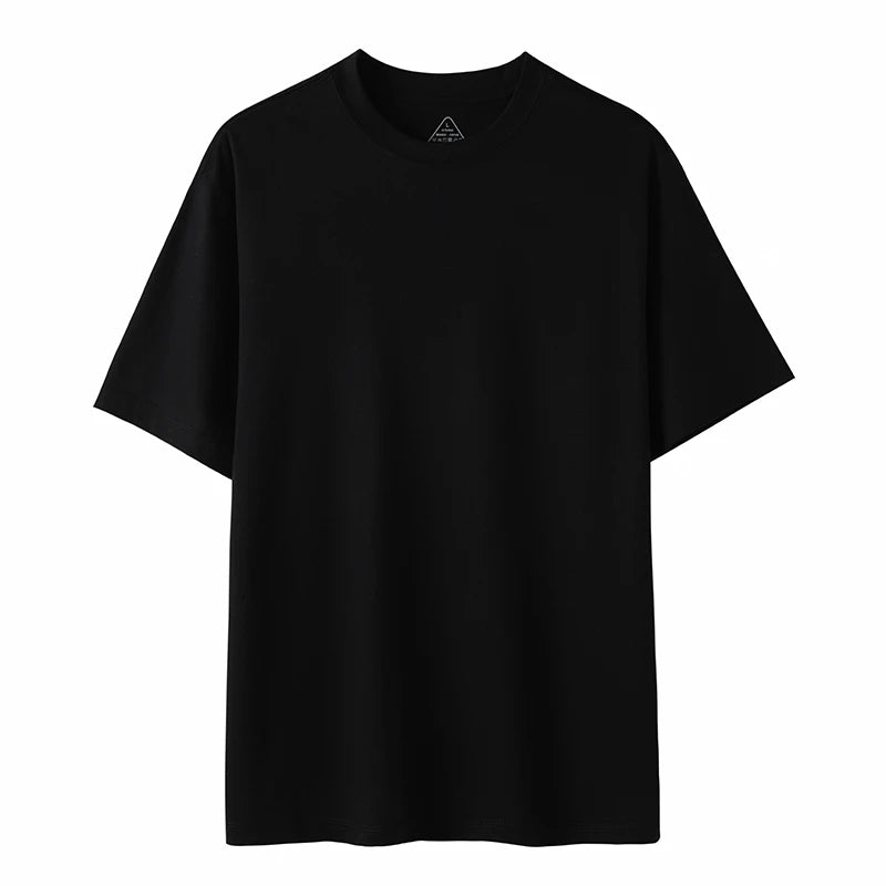 Camiseta de Manga Corta para Hombre, de Algodón Mercerizado 100% con Nitrógeno Líquido de Alta Gama, Cuello Redondo, Holgada, Estilo Básico para Verano
