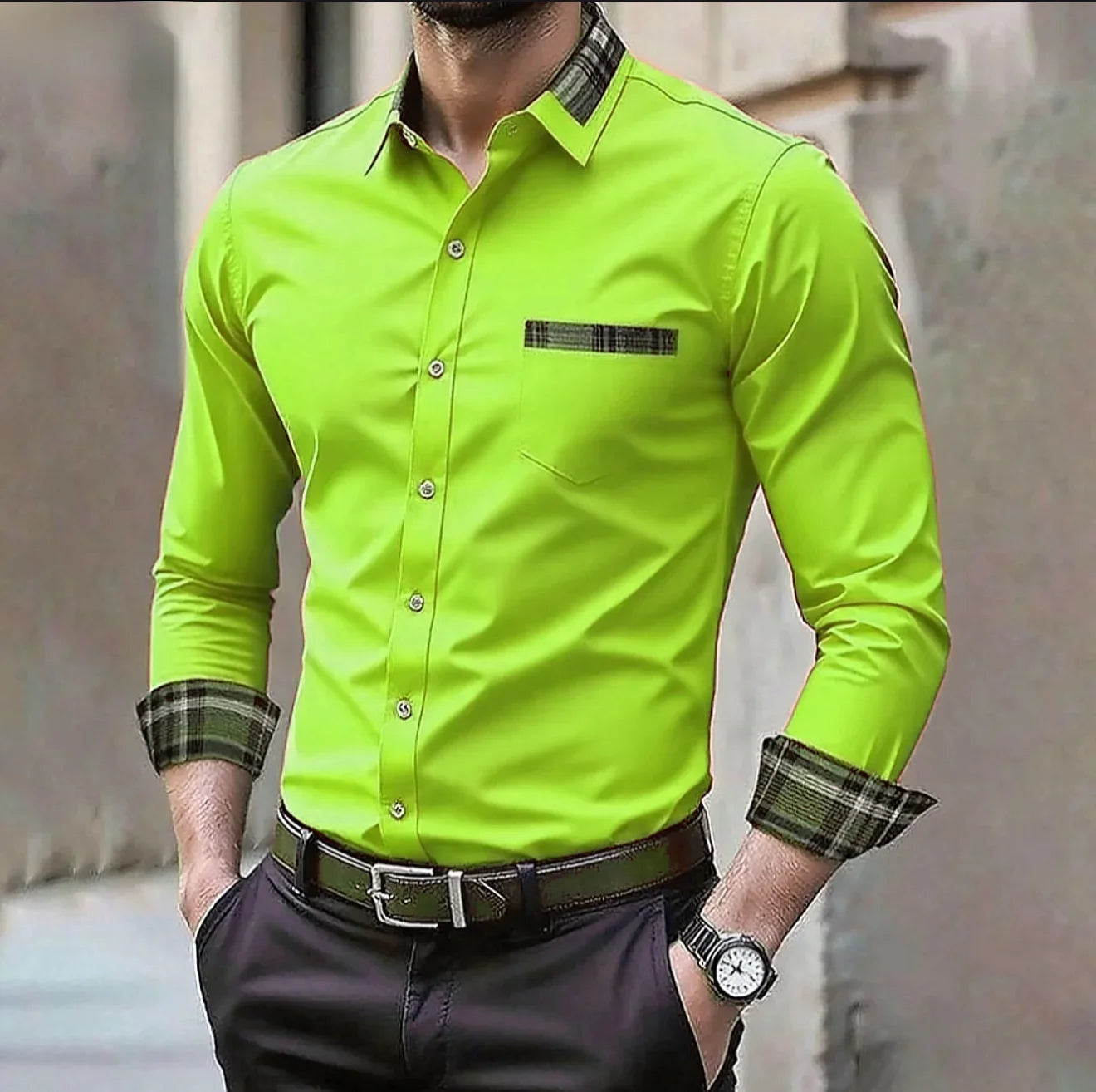 Camisa formal informal de color sólido para hombre en 14 colores, camisa de manga larga cómoda a la moda para boda y exteriores, talla grande XS-6XL