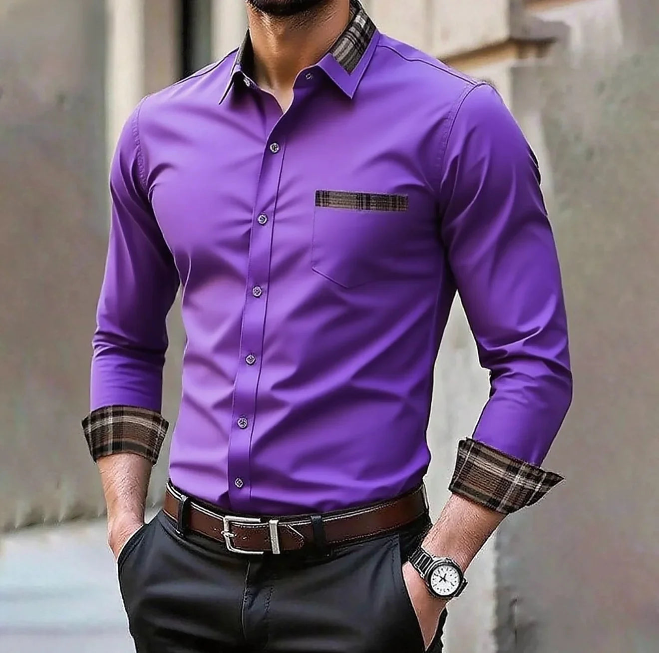 Camisa formal informal de color sólido para hombre en 14 colores, camisa de manga larga cómoda a la moda para boda y exteriores, talla grande XS-6XL