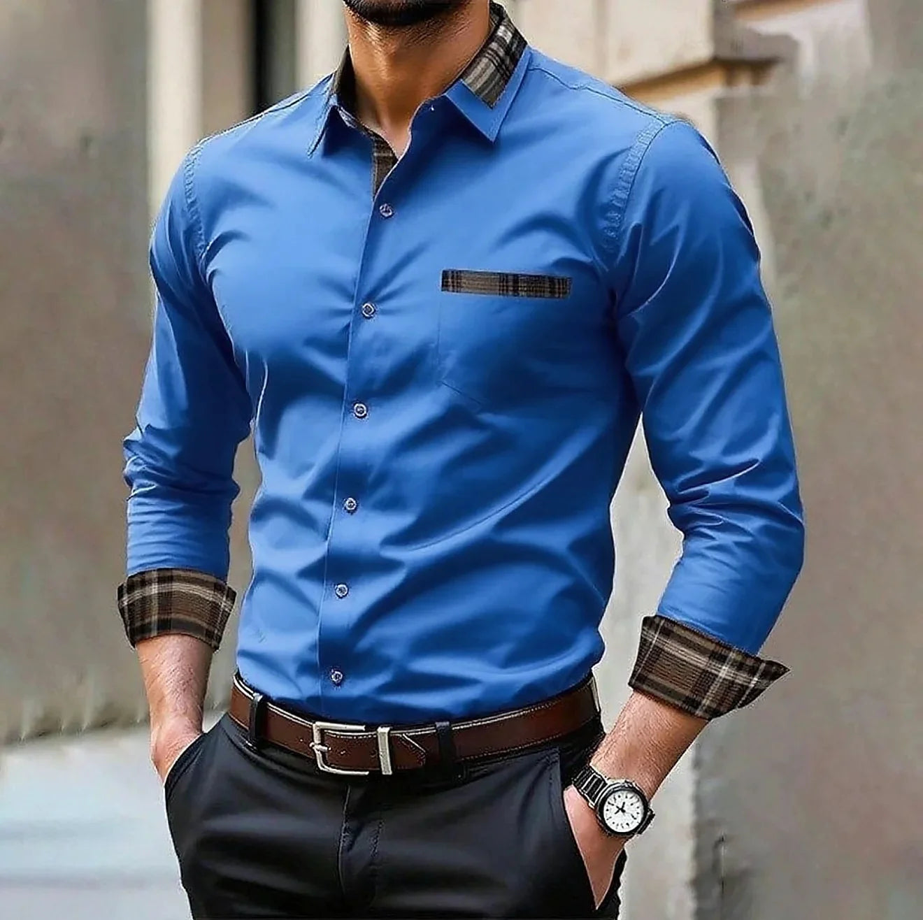 Camisa formal informal de color sólido para hombre en 14 colores, camisa de manga larga cómoda a la moda para boda y exteriores, talla grande XS-6XL
