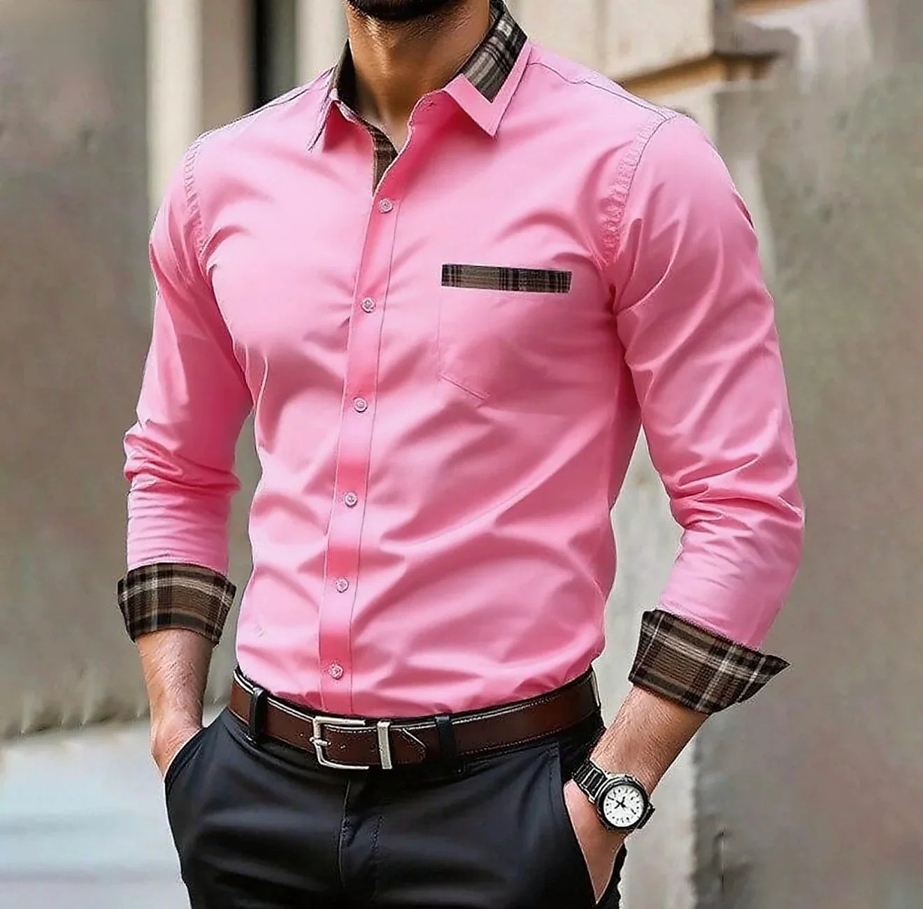 Camisa formal informal de color sólido para hombre en 14 colores, camisa de manga larga cómoda a la moda para boda y exteriores, talla grande XS-6XL